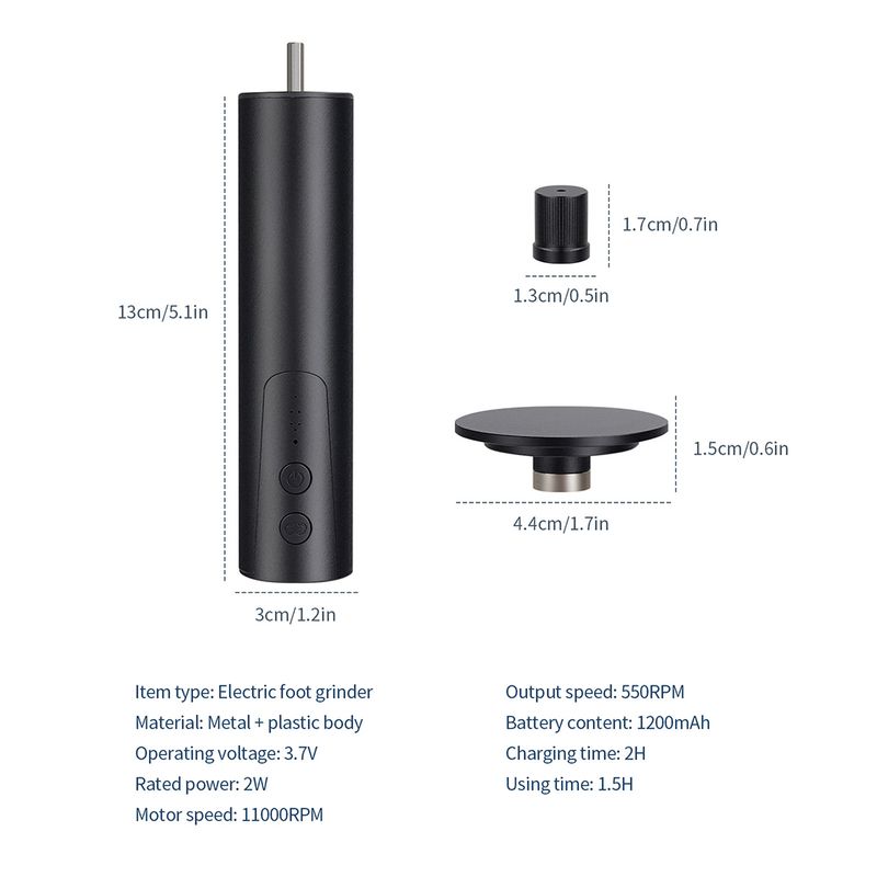 USB Elektrischer Fußschleifer für abgestorbene Haut, automatische Fußfeile, Hornhautentferner, Fußpflegefeile, Fersen, 6-Gang-Geschwindigkeit, elektrische Fußfeile_voghion.com