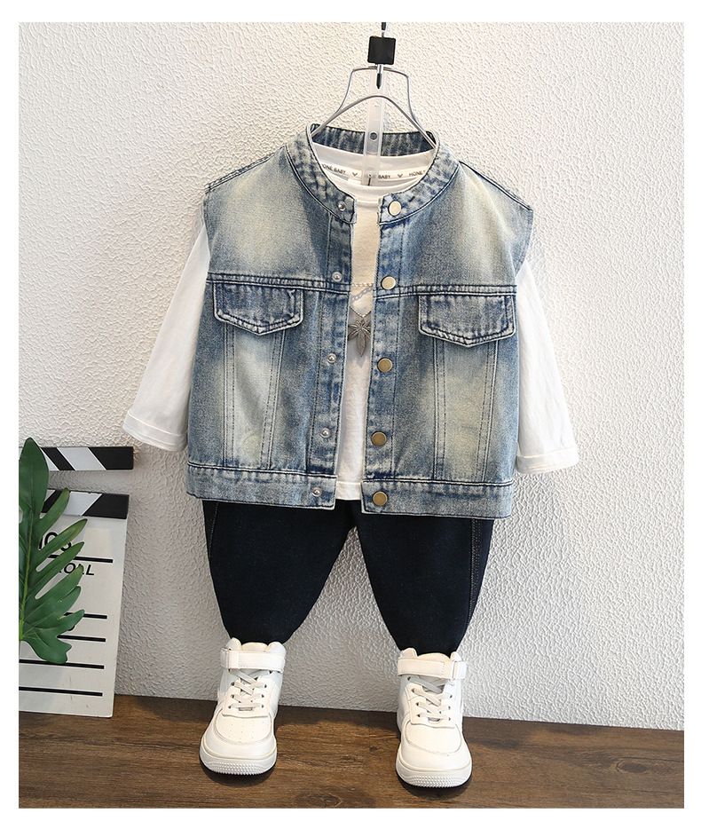 Boys' Cool Denim Vests For Spring And Autumn 2025 New Styles For Children's Spring Clothes, Handsome And Fashionable Children's Spring Waistcoat_voghion.com