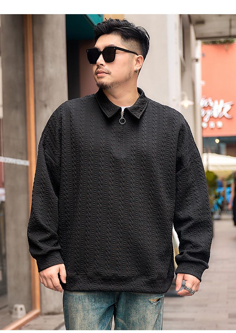 Herrenbekleidung Plus Size Frühling und Herbst Sweatshirt Half Zip Poloshirt Jugend Revers Sport Casual Langarm_voghion.com