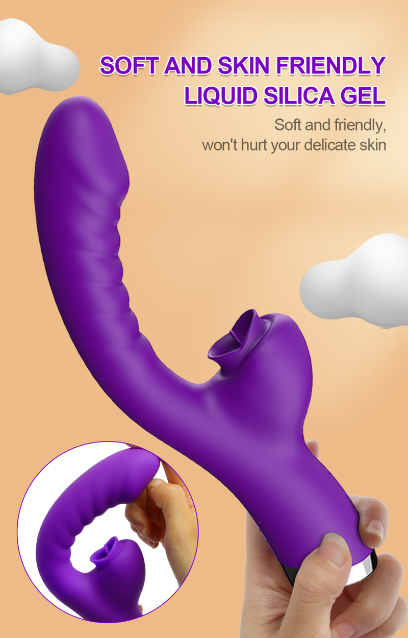 Vibromasseur pour femmes 2 en 1 léchage hine Clitoris stimulateur g-spot puissant Vibro gode baguette femelle Clitoris ventouse sexe adulte_voghion.com