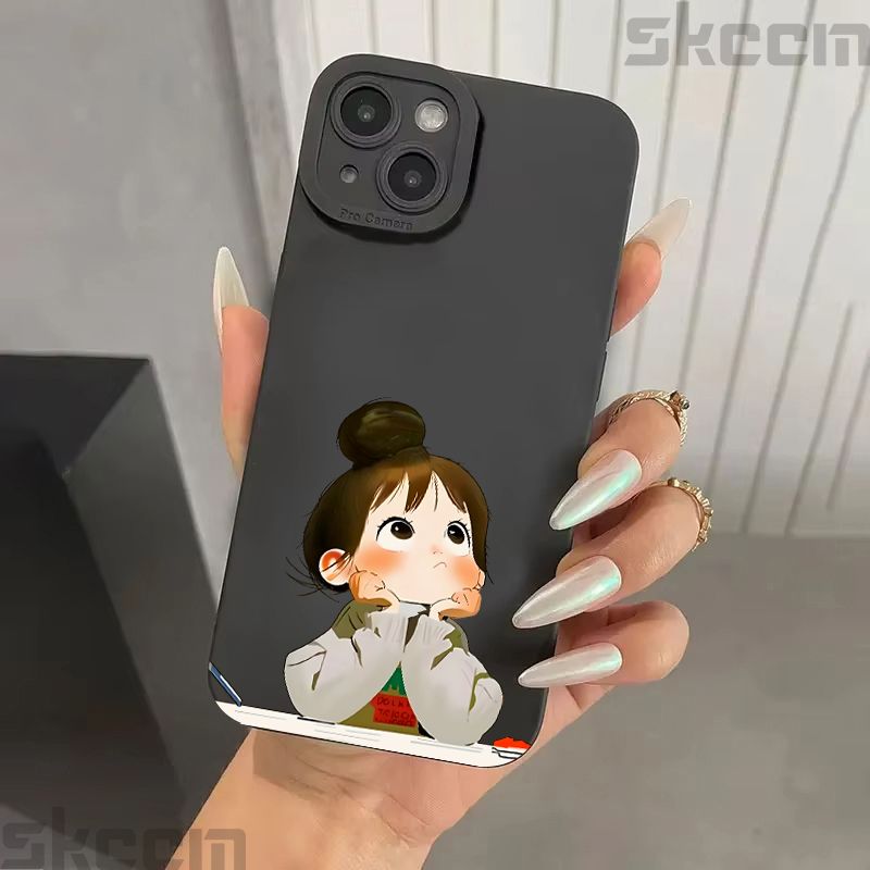 Cute Cartoon Little Girl Printed Silicone Case For Samsung Galaxy S25 Ultra S24 Plus S23 S22 S21 S20 FE A55 A54 A15 A35 Cover_voghion.com