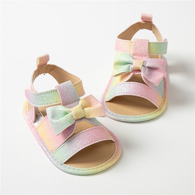 Mutter & Kinder Sommer bunte pailletten bowknot baby mädchen sandalen indoor 0-1 jahre altes baby schuhe weiche sohle mode kleinkind schuhe_voghion.com