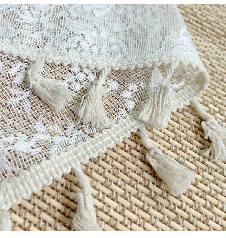 Elegant Lace Table Runner & Furniture Cover – Non-Slip, Dust-Proof – Modern Boho Home Decor (60×60 To 60×300cm, White/Beige)_voghion.com
