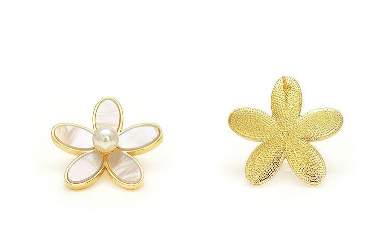 Modische kleine, exquisite Tropfenohrringe mit Blumen und Perlenmuscheln im süßen Stil – zierlicher Ohrschmuck für Damen für den Alltag und die Freizeit_voghion.com