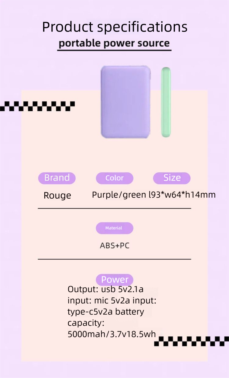 3C Certified Student Mini Ultra-Slim Lightweight Pocket 5000mAh Power Bank_voghion.com