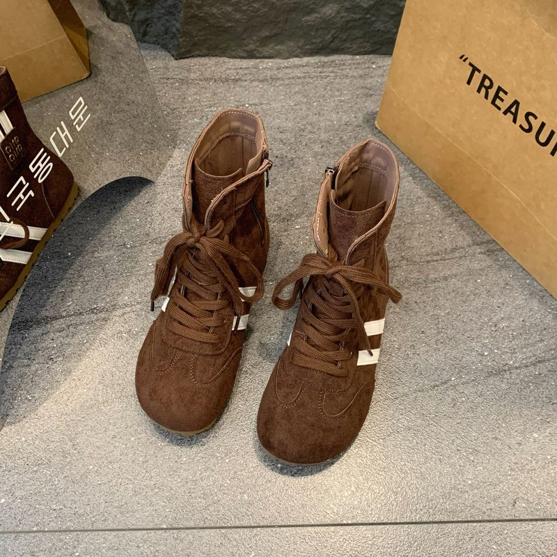 Bottes de boxe pour femmes, chaussures d'entraînement pour femmes, nouvelle mode 2025, chaussures de boxe montantes, bottes Martin plates, légères et confortables_voghion.com