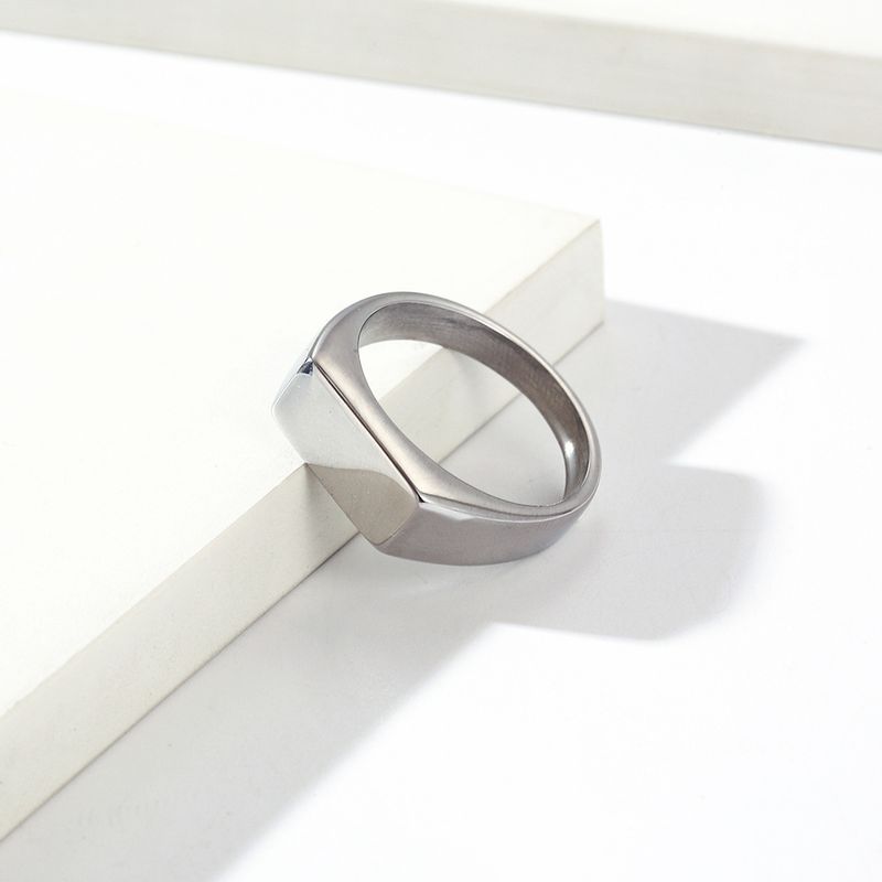 Gioielli da uomo e da donna, stile neutro e freddo, design semplice, anello con sigillo in acciaio al titanio, anello liscio senza genere_voghion.com