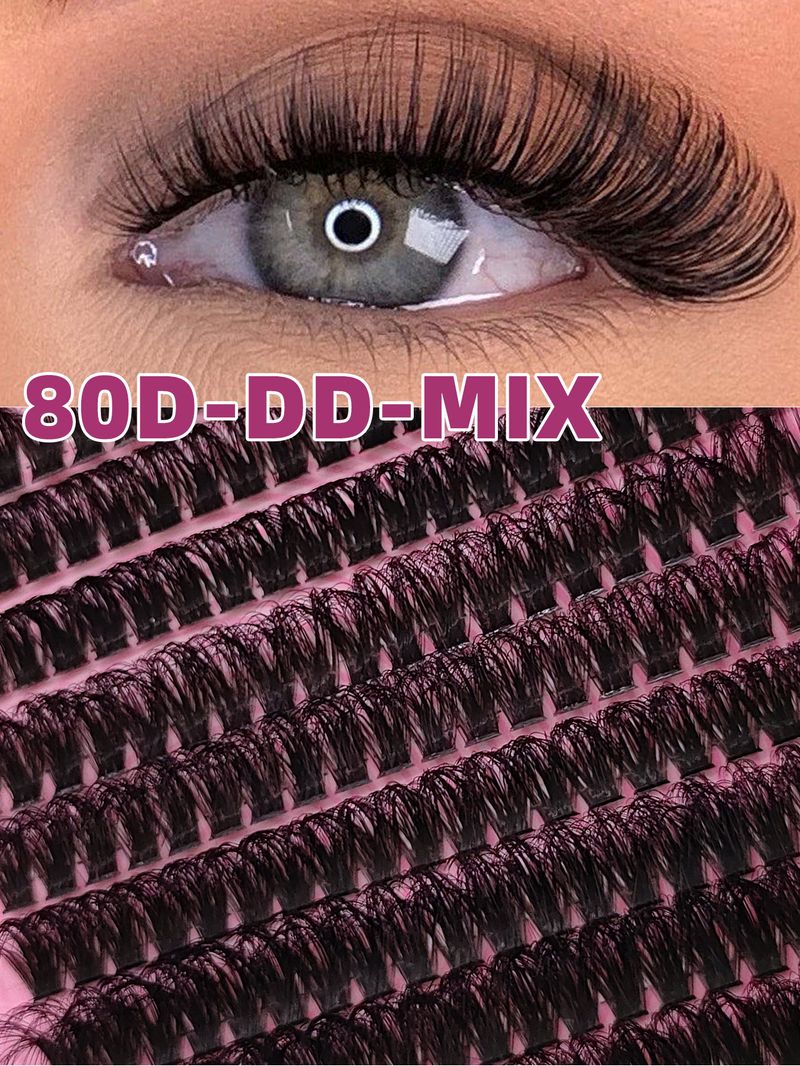 Wimperset 80/100DMIX Hot Melt Single Cluster Zelfgeënte Grote Capaciteit Natuurlijke Gesegmenteerde Dikke Valse Wimpers_voghion.com