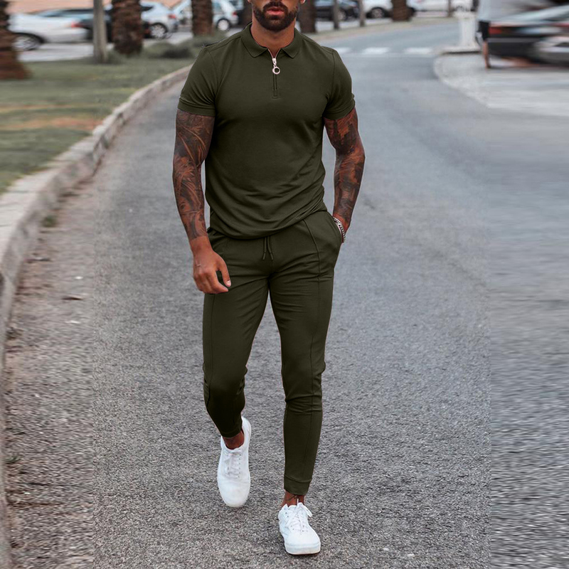 Herrenbekleidung zweiteilige kurzärmelige Hose für Herren, stilvolle, lässige, mehrfarbige Mode, Sommerkleid, einteiliger Ersatz_voghion.com