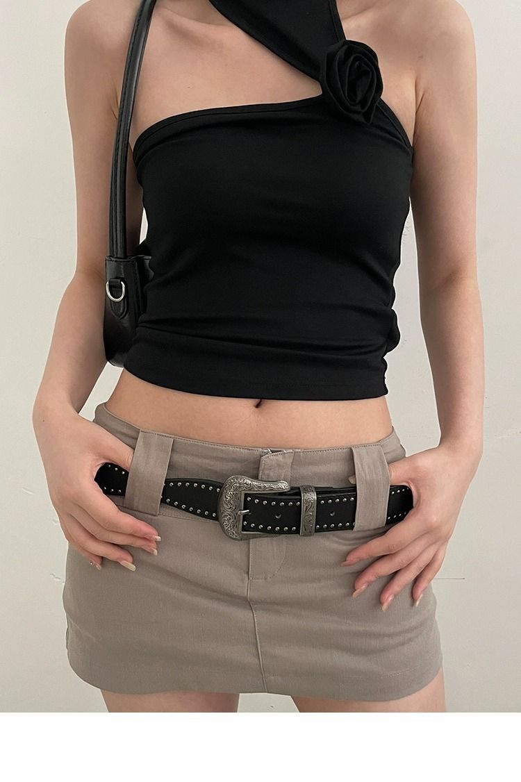 American Retro Belt Women's New Rivet Punk Style Belt Versatile With Jeans Belt Personalized Black_voghion.com