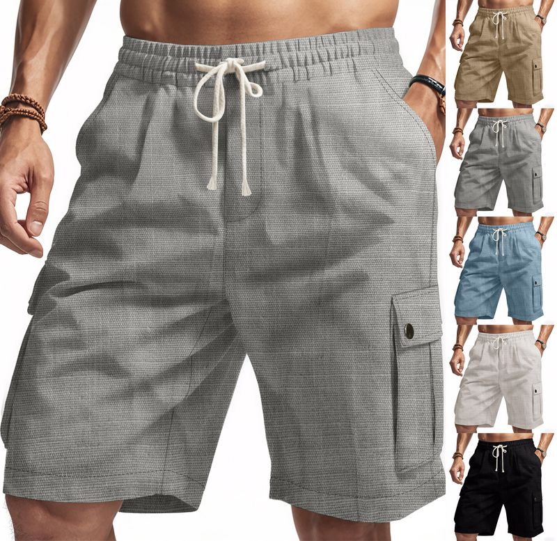Men's Tactical Cargo Shorts - Breathable Linen Blend, Multi-Pocket Outdoor Casual Shorts For Summer, Lightweight & Comfortable (S-XXXL)_voghion.com