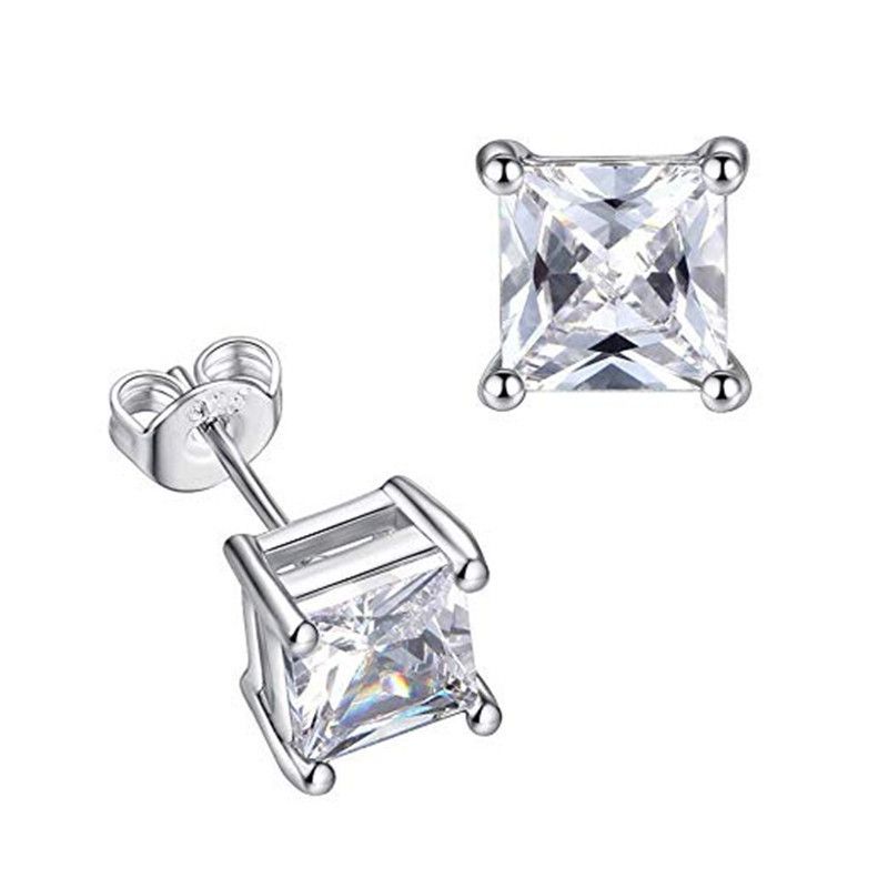 Orecchini quadrati geometrici in zircone, eleganti e alla moda, per piercing all'orecchio da donna, di lusso, sofisticati e minimalisti._voghion.com