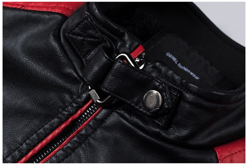 Men's Clothing leisure motorcycle patchwork leather jacket men's fashion stand up collar retro warm leather jacket_voghion.com