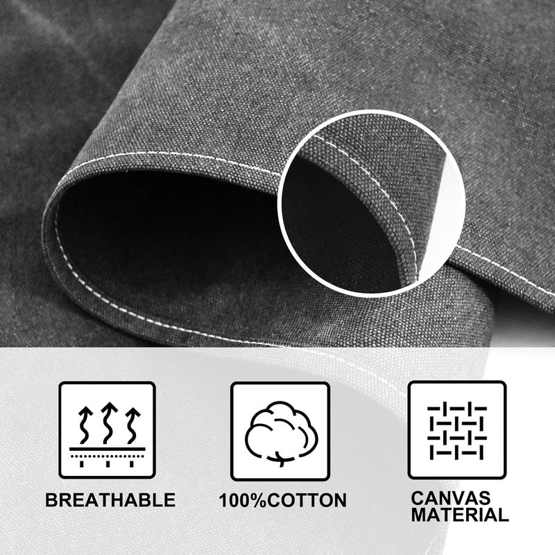 Chef Aprons For Men Women With Large Pockets, Cotton Canvas Cross Back Heavy Duty Adjustable Work Apron, Size M To XXL_voghion.com