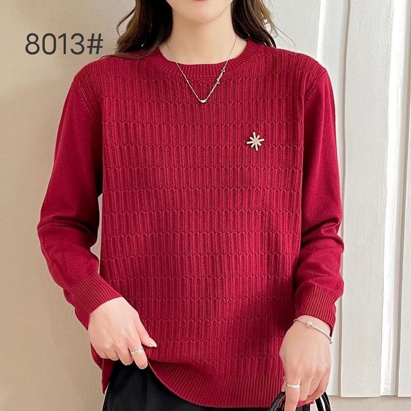 【 Cashmere Family】 Maglione corto in lana con cappuccio e scollo rotondo per donne di mezza età, mamma, interno lavorato a maglia larga_voghion.com