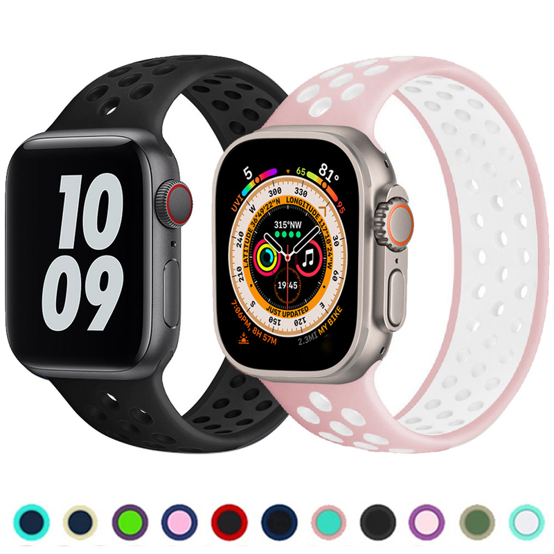 Siliconen Solo Loop Strap voor Apple Watch Ultra Band 45mm 49mm 44mm 41mm 40mm Ademen elastische armband IWatch Series 3 5 SE 6 7 8_voghion.com