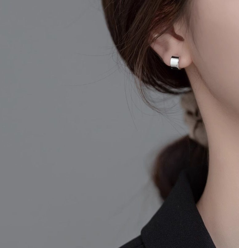 Orecchini a cerchio semplici in argento sterling 925 con fascia larga, per donna e ragazza, A33_voghion.com