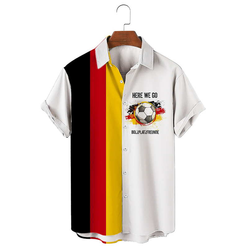 Herrenbekleidung Hemd Fußballdruck Kurzarm 3D-Shirt Herren-Strandhemd_voghion.com