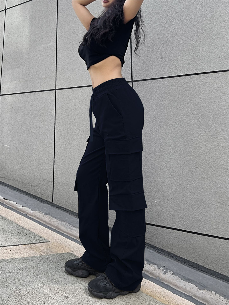 Pantaloni moda donna a gamba dritta tinta unita_voghion.com