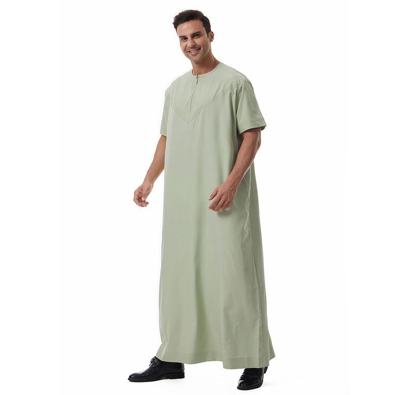 Herrenbekleidung Roben Einfarbig Kurzarm Longshirt_voghion.com
