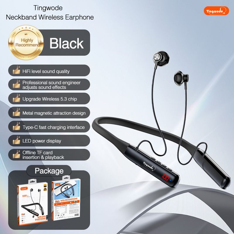 Foreign Trade Hot-Selling Neckband Magnetic Noise Cancelling Call Long Battery Life Wireless Bluetooth Headphones No Lagging_voghion.com