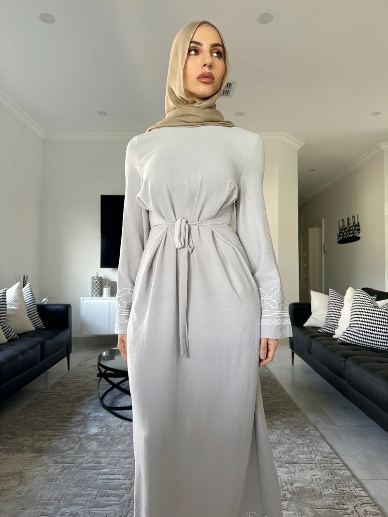 Ženska odjeća Bliskog istoka Robe Butik Vez Moda Kardigan s resicama i muslimanska haljina_voghion.com