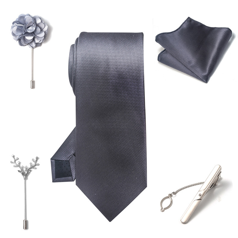 Set da uomo alla moda in tinta unita a righe con anacardi, confezione regalo da 6 pezzi, set con corsetto con fermacravatta e sciarpa quadrata_voghion.com