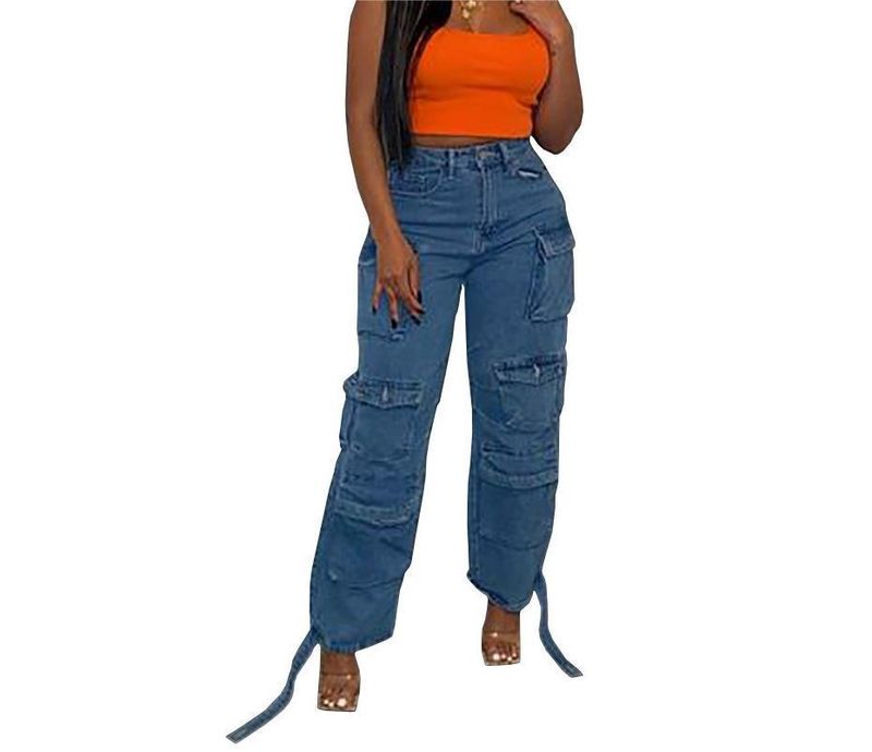 Damkläder Nya produkter Hotsäljande Trendiga Jeans med flera fickor tvättade overaller_voghion.com