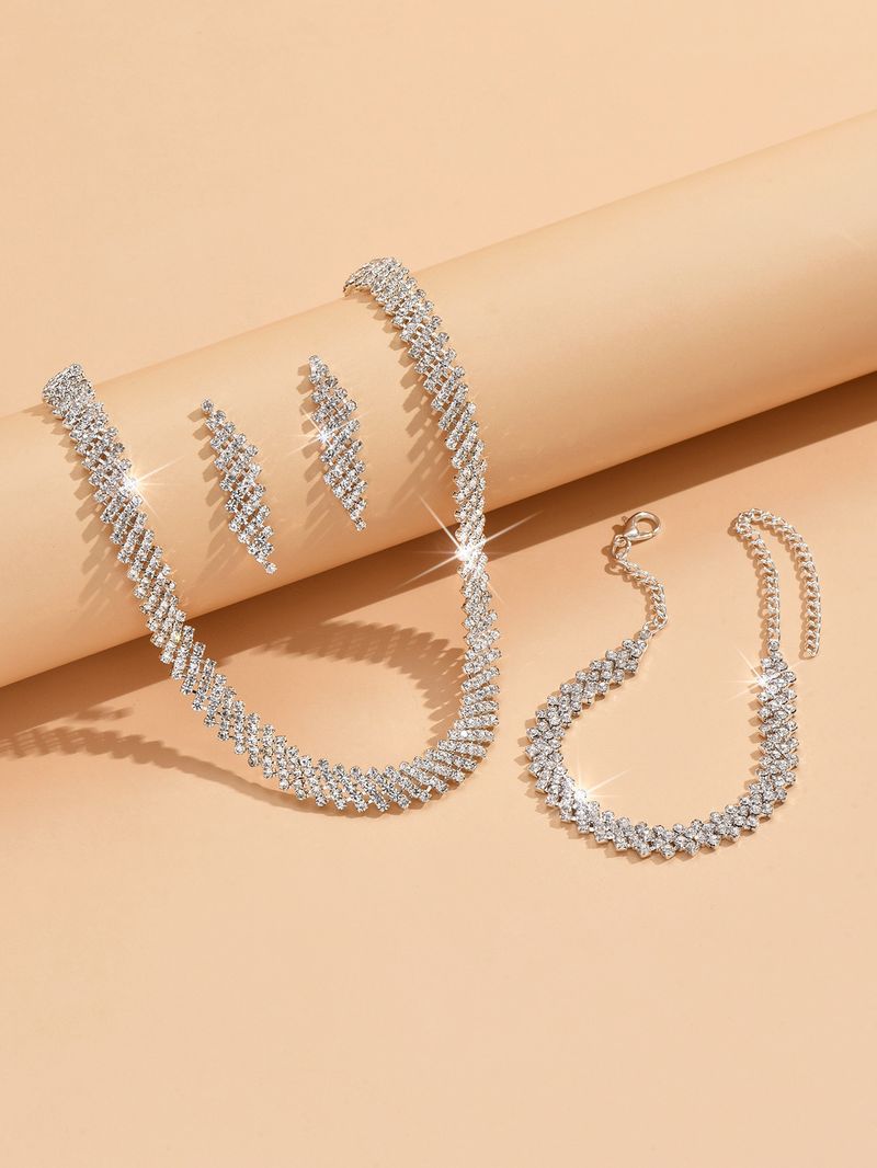 Orecchini alla moda da donna, collana, bracciale, tre pezzi di catena con artigli, set da sposa, semplice regalo per la festa di compleanno_voghion.com