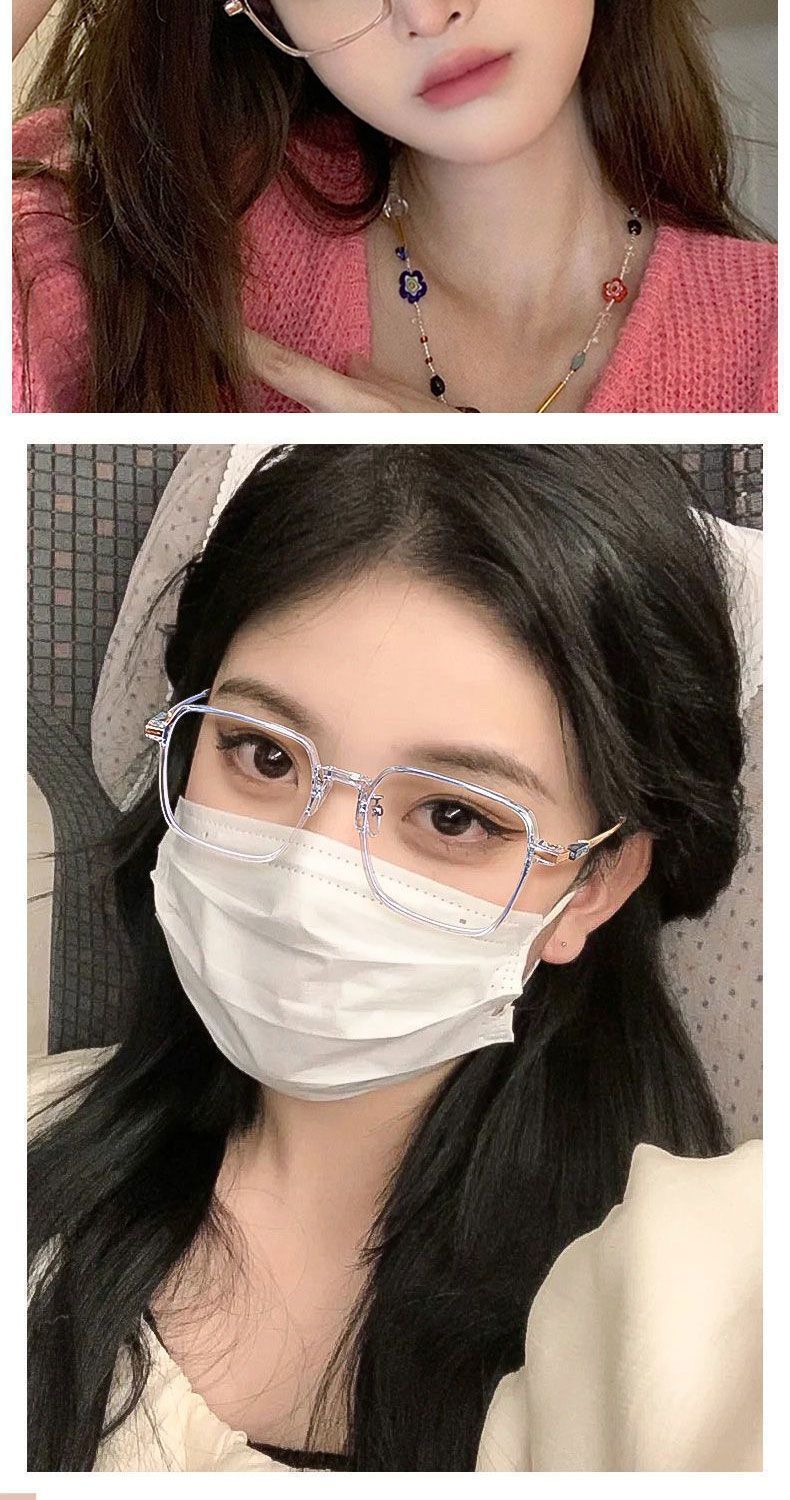 Schicke und elegante Damenbrille mit Sehstärke, quadratische Brille ohne Sehstärke, die große Gesichter optisch verschmälert – im Stil von Internet-Stars._voghion.com