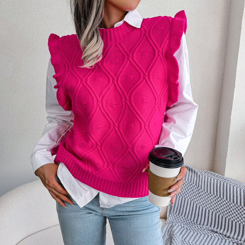 Damenpullover, Pullover, Hemd, einfarbig, ärmellos, Pullover, Weste, lässig, Pullover, Pullover, Weste_voghion.com