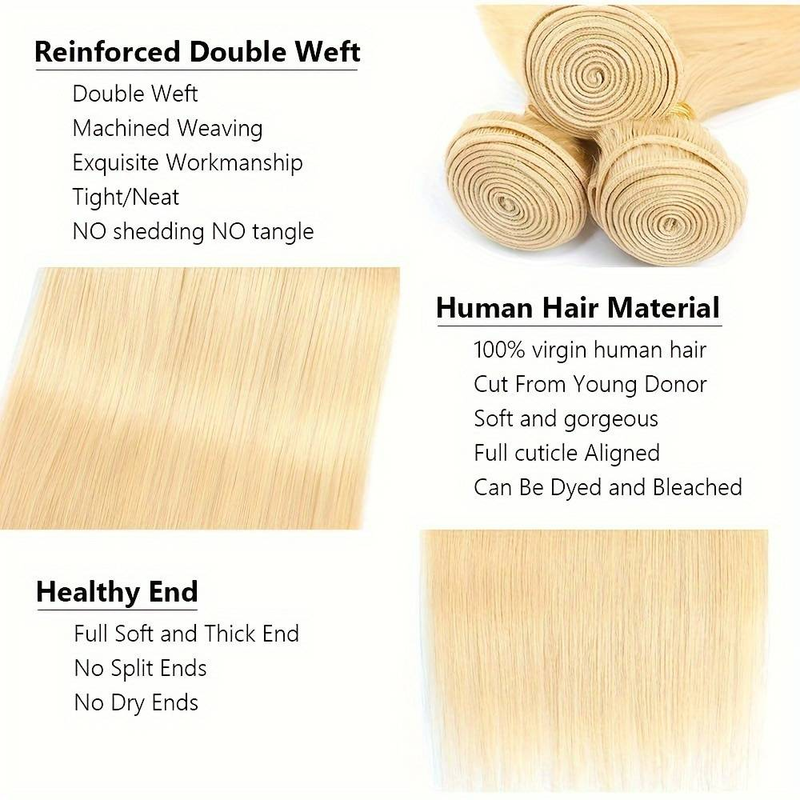 1 pz fascio di capelli umani STW capelli lisci 100g capelli lisci lisci capelli giallo chiaro I capelli umani al 100% possono essere permanentati e tinti_voghion.com