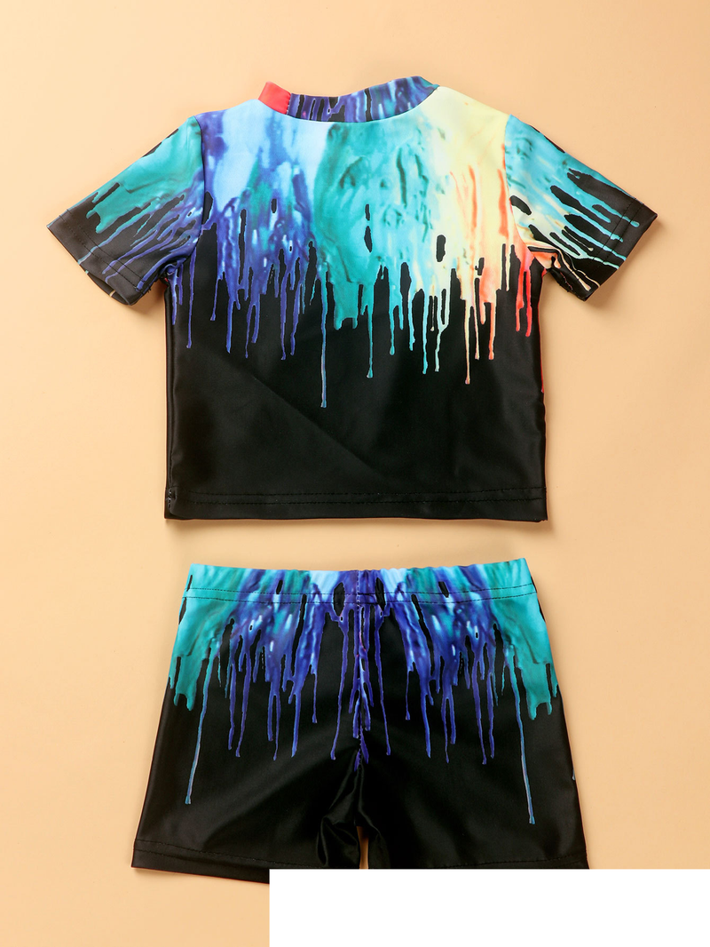 Traje de baño para niños de Mother&Kids, tendencia, traje de baño estampado colorido de dos piezas para niños_voghion.com