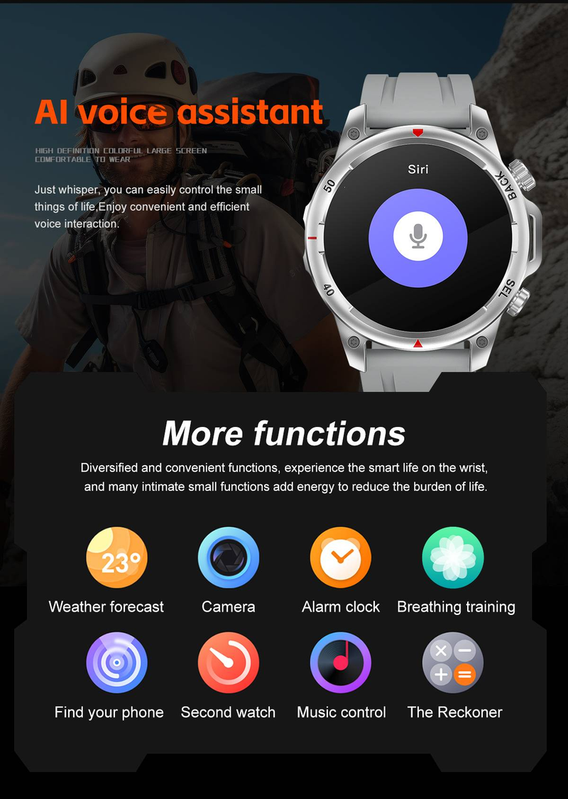 2024 Neue Outdoor-Militär-Smartwatch DK68 für Männer mit NFC-Zugangskontrolle, Entsperren von Bluetooth-Funkanrufen, Gesundheit, Sport, Frauen_voghion.com