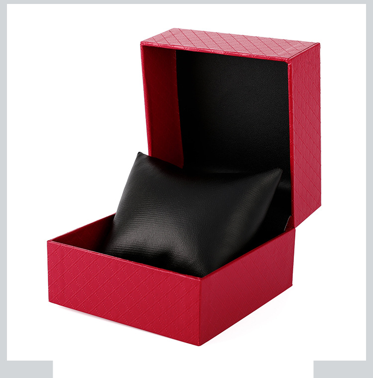 Boîte de rangement pour montres, couvercle rabattable, boîte décorative en papier imprimée en relief de couleur unie pour bijoux et bracelets_voghion.com