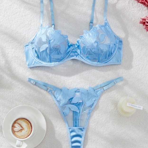 Lenjerie intimă pentru femei, broderie cu flori proaspete, lenjerie sexy, sutien sexy, costum sexy pentru femei 23171_voghion.com