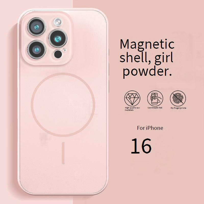 Telefonhüllen-Abdeckungen, anwendbar auf Mobiltelefonhülle Flüssigmagnetkristalllinsenring iPhone15 Feste Farbe Anti-Fall-Hartschale_voghion.com