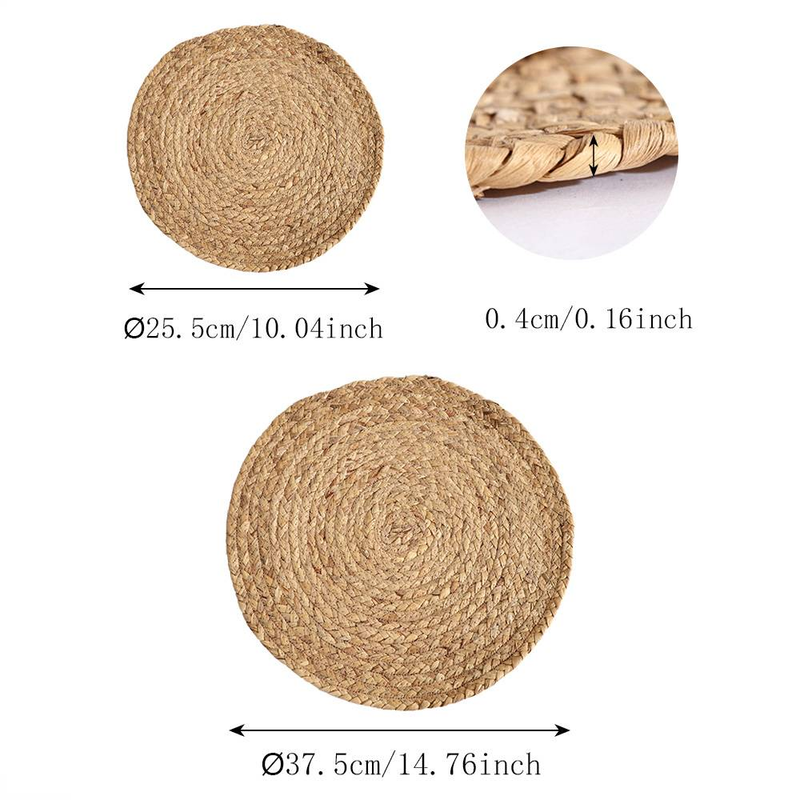 1 STÜCK Braune runde dicke Wasserkürbis-Reben-Gewebte Essensmatte, handgemachte Anti-Wärme-Isoliermatte, runde Schüsselmatte, Tassenmatte_voghion.com