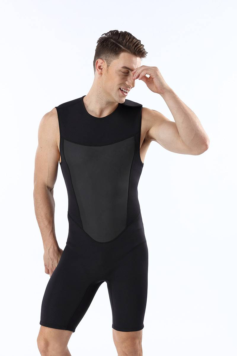 Ärmelloser Neopren-Tauchanzug für Herren, 2 mm, warmer Surf-Tauchanzug für Herren, kältebeständiger Badeanzug, einteiliger Tauchanzug_voghion.com