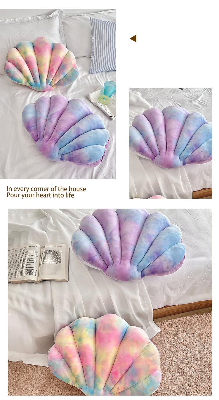 Nordisches schillerndes Muschelkissen – Kreatives Elasthan-Plüschkissen für Sofa, Bett und Bürodekor, weicher dekorativer Überwurf mit perlmuttfarbenem Finish_voghion.com
