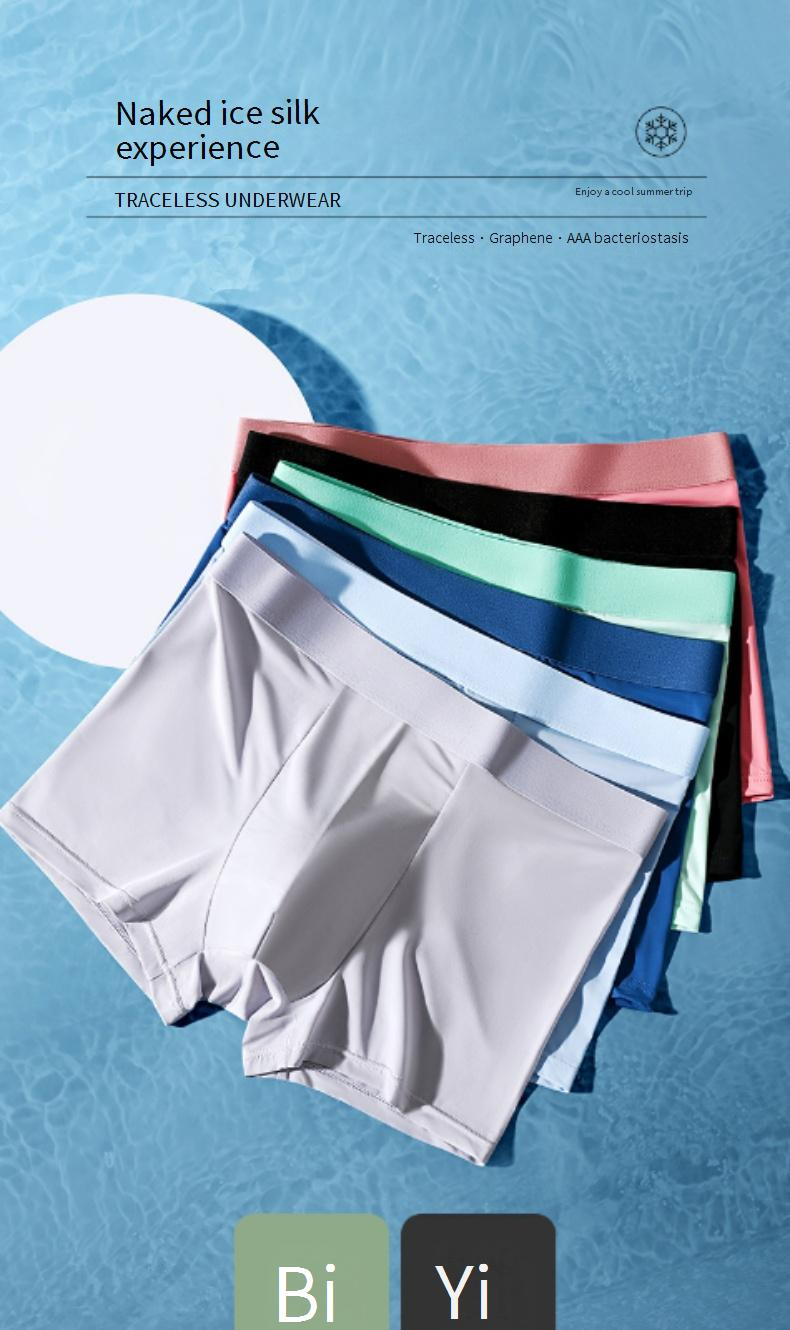 Ropa interior para hombre, calzoncillos tipo bóxer de verano, ultrafinos, de cintura media, transpirables y sin costuras._voghion.com