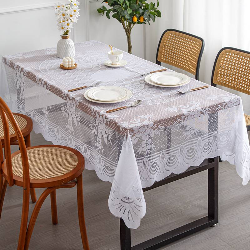 Tovaglia in poliestere bianco perla - Copertura per tavolo da pranzo rettangolare moderna e minimalista con protezione resistente al calore (150x200 cm) per uso domestico e ristorante_voghion.com