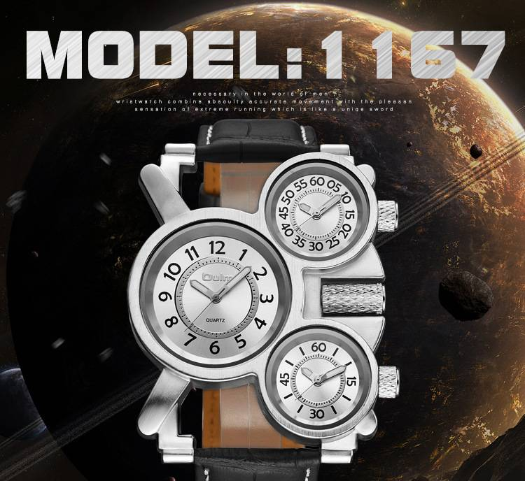 Men's Classic Quartz Watch With Genuine Leather Strap, GMT Function, Mineral Crystal, Square Dial, Water Resistant_voghion.com