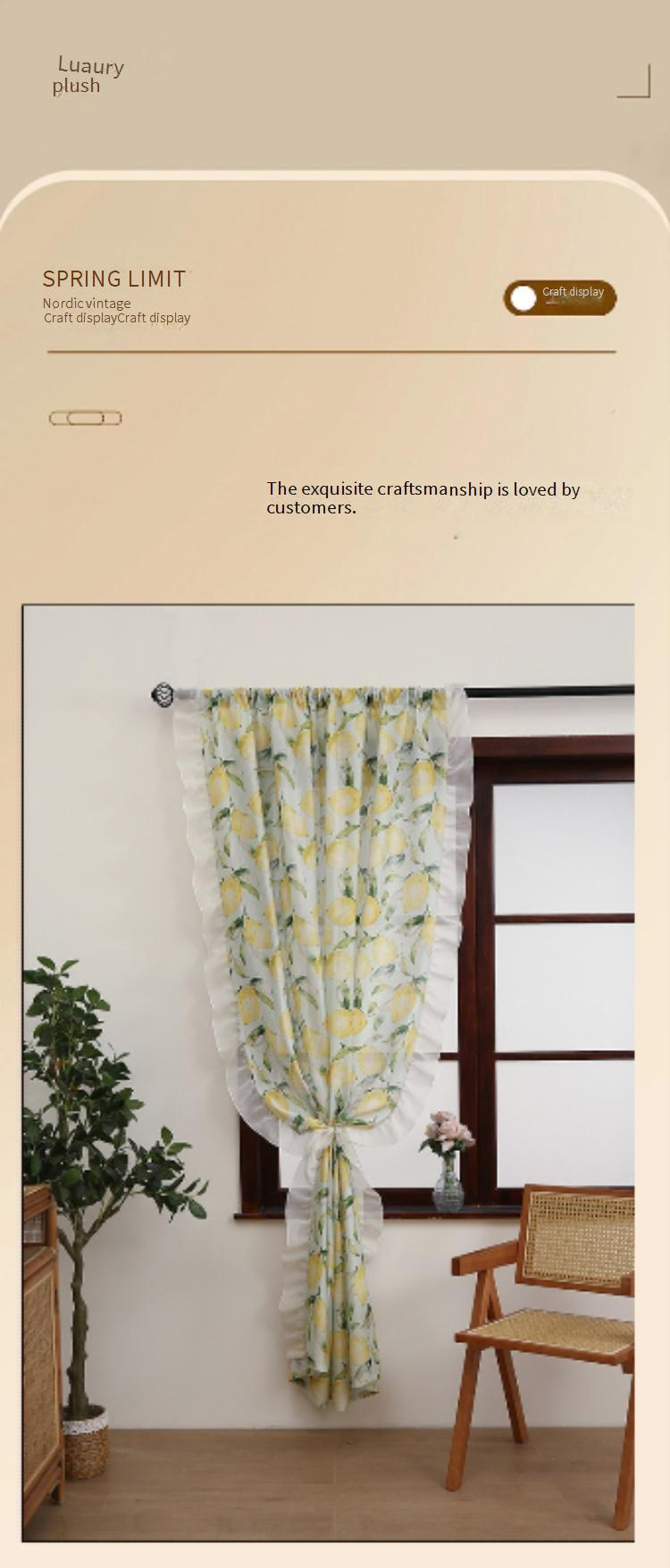 Modern Polyester Door Curtain With Botanical Print - Ready-to-Hang Fabric Panel For Living Room (Multiple Sizes)_voghion.com