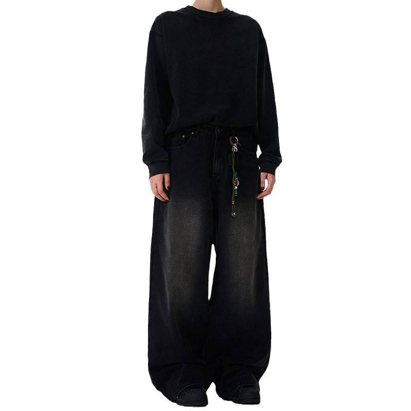 Vintage Bootcut Jeans For Men & Women – Relaxed Fit, Straight Leg, High Waist, Distressed Denim Pants With Multiple Pockets_voghion.com