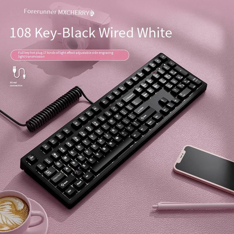 Voghon Wireless Mechanical Keyboard With Cherry MX Switches, RGB Backlit, Bluetooth 3-Mode (87/108 Key), Side-Printed Keycaps For Office & Gaming_voghion.com