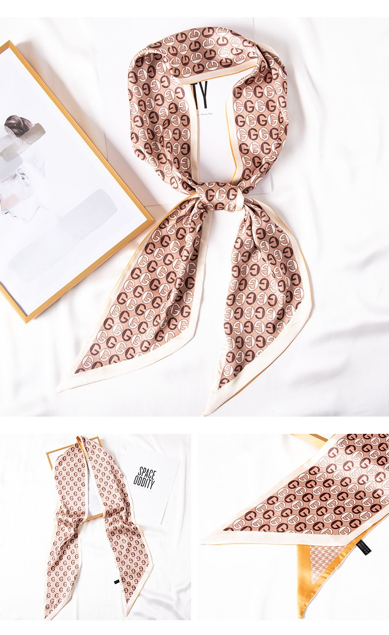 Sommer Neue Brief Druck Japan und Südkorea Süße Trend Haarband, Simulierte Seide Streifen Schal, Band Kleine Schal_voghion.com