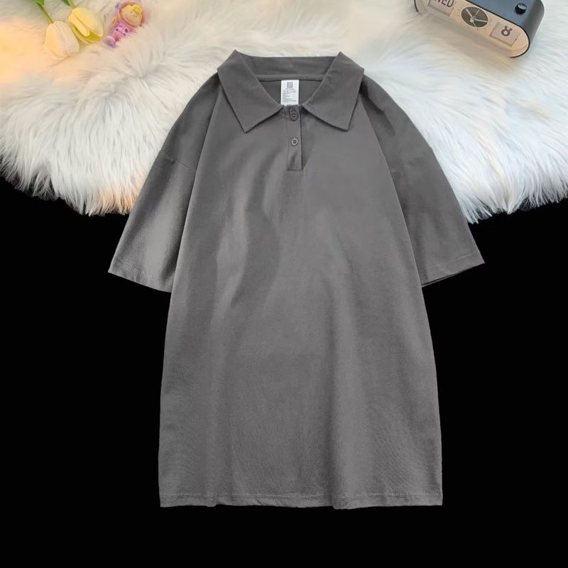 Short Sleeved T-shirt Men's Summer New Loose Pure Cotton Lapel Casual Half Sleeved T-shirt_voghion.com