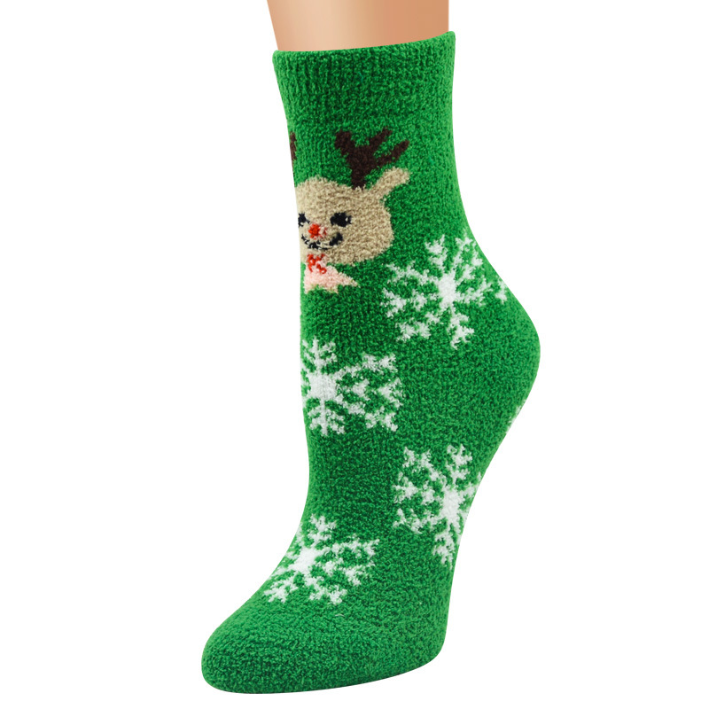 Calzini da donna Calza di Natale Calza di Natale da donna Le nuove calze da donna di Babbo Natale in velluto corallo_voghion.com