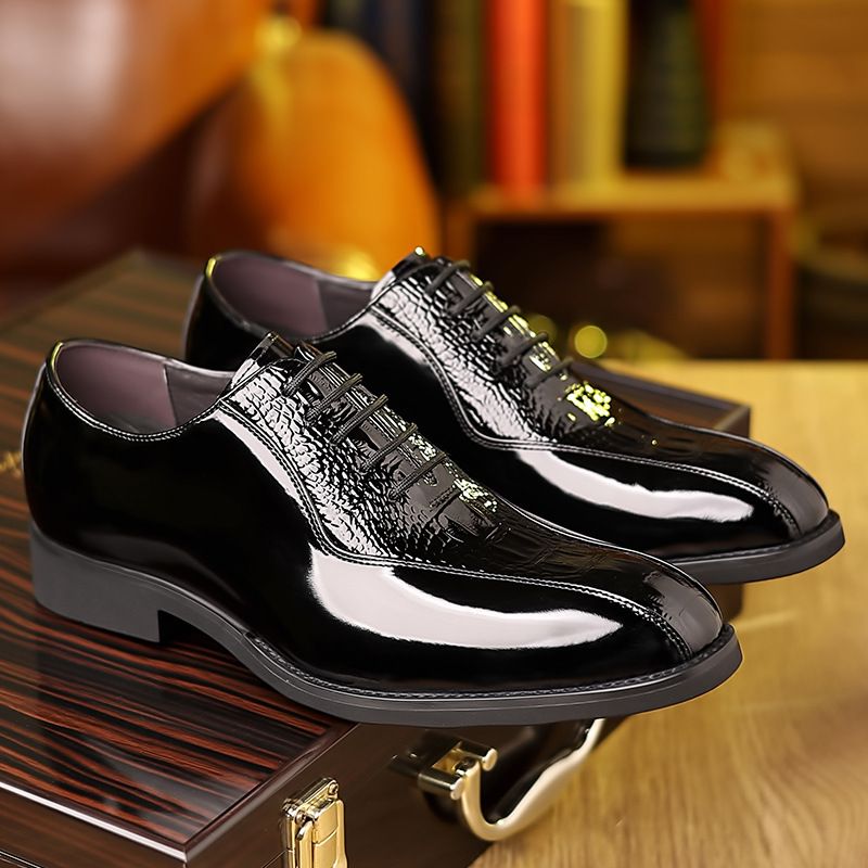 Sommer Neue Herren Business Kleid Krokodil Muster Blok Hochzeit High-End Britischen Stil Echtes Leder Derby Schuhe_voghion.com